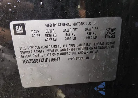 2017 Chevrolet Malibu Ls из США, поврежденный, VIN 1G1ZB5STXHF115647